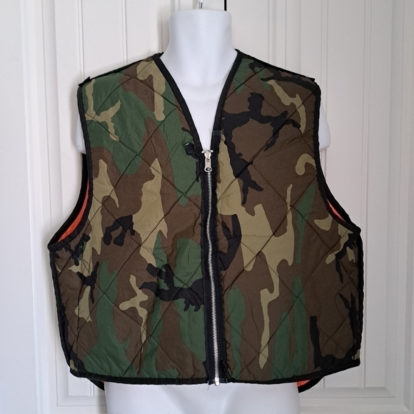 EMPIRE INSULATED WEAR reversible blaze orange CAMO hunting vest zip front MEN XL - Picture 2 of 3